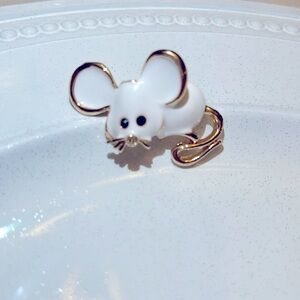 White Mouse Brooch